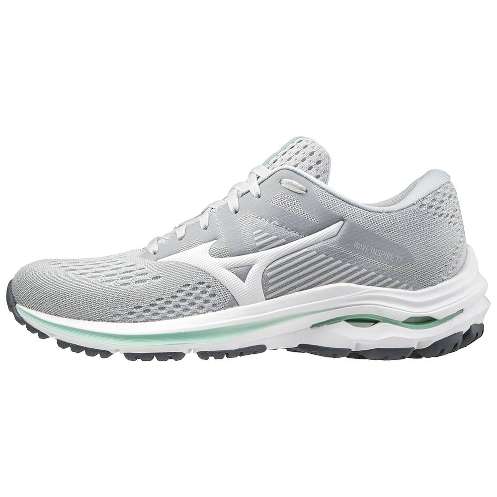Damske Bezecke Topanky Mizuno Wave Inspire 17 D (Wide) Siva/Biele Vypredaj JQCM74195